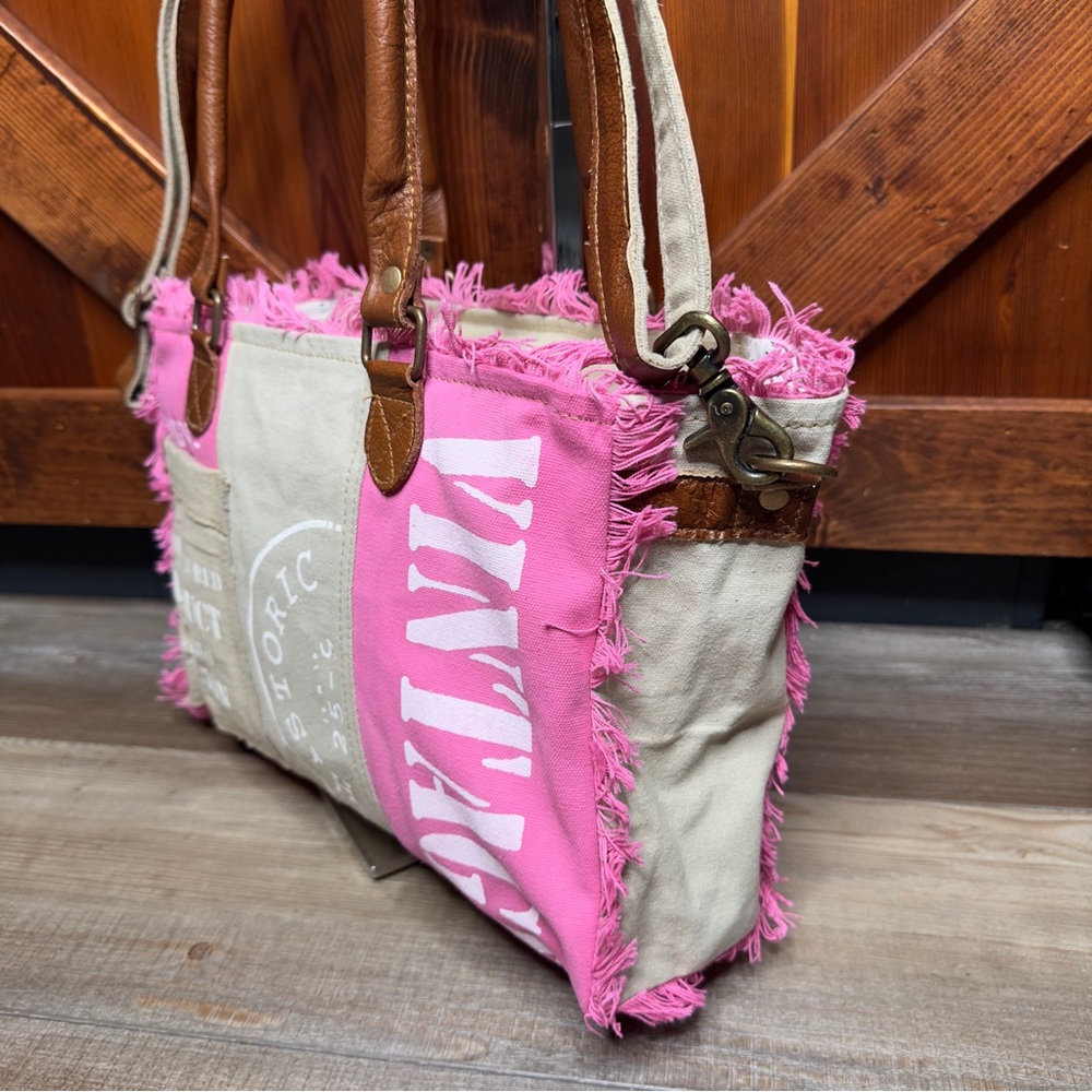 Myra Bag Queen Creek Upcycled Tote Shoulder Purse Canvas Bag Vintage Handbag - Picture 7 of 10